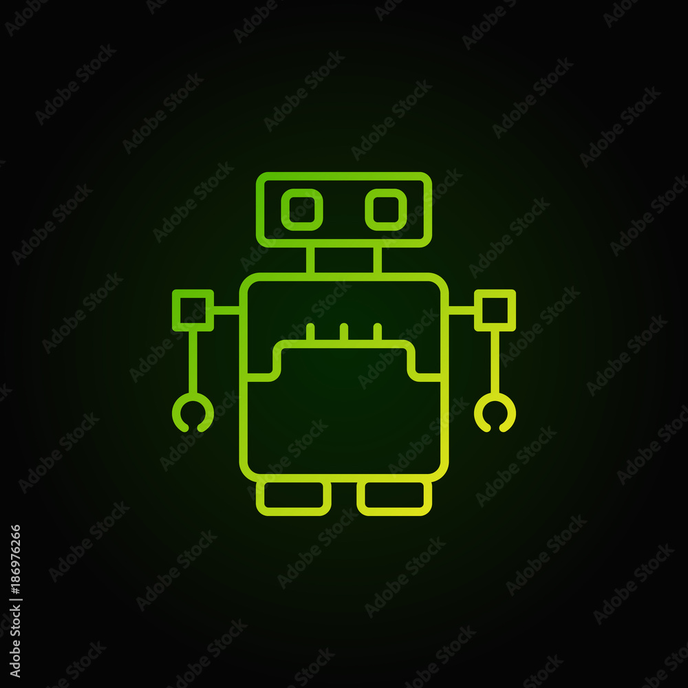 Poster robot concept green vector icon in outline style