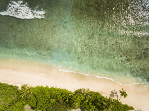 Seychelles, La Digue, East coast, Anse Fourmis, Beach, Aerial view