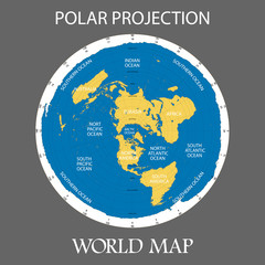 Azimuthal equidistant projection. Map of the world.