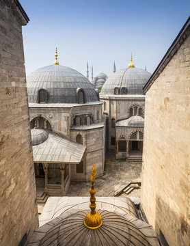 Turkey, Istanbul, view to Haghia Sophia and Sultan Ahmed Mosque
