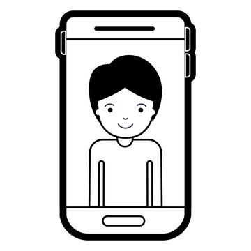 smartphone guy profile picture with short hair in black silhouette with thick contour