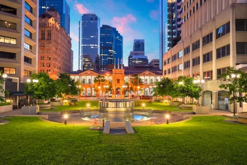 Gartenposter Brisbane. Stadtbild des Civic Square in der Innenstadt von Brisbane, Australien bei Sonnenaufgang. © rudi1976