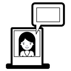 woman social network picture profile dialogue comments in black silhouette with thick contour