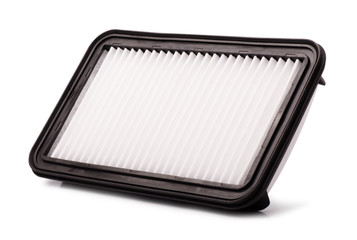 Flat engine air filter in a plastic case