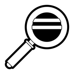 magnifying glass icon in black silhouette with thick contour