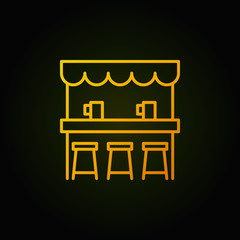 Fototapeta premium Street beer bar vector yellow icon or symbol in thin line style