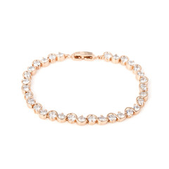 Golden diamond bracelet isolated on white