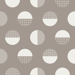 Bold circles textured seamless vector pattern. Geometric repeating background.
