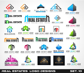 Naklejka premium Collection of Creative Real Estate Logo design for brand identity, company profile or corporate logos