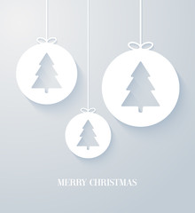 Christmas paper card with hanging toy.