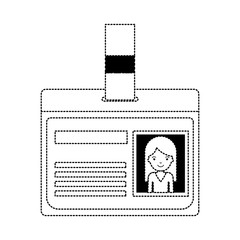 identification card with half body woman picture with long straight hair in black dotted silhouette