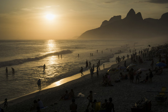 Ipanema beach at sunset, Rio de Janeiro, Brazil