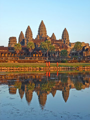 sunset at Angkor Wat the world heritage site at Cambodia 