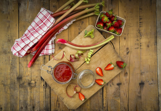 Glass of rhubarb strawberry mush