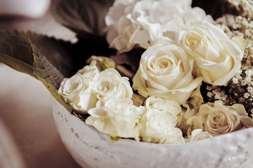 Festive, wedding, floral decoration, white roses