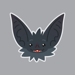 Bat sticker. Emoji. Vector illustration of cute Halloween bat vampire shows happy emotion. Hope.