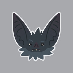 Bat sticker. Emoji. Vector illustration of cute Halloween bat vampire shows sad emotion. Weary.