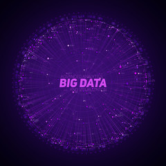 Purple Big data circular visualization. Futuristic infographic. Information aesthetic design. Visual data complexity. Complex data threads graphic. Social network representation. Abstract graph