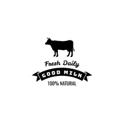 Cow s Milk frash daily milk. Label vector illustration.