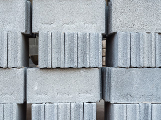 Cement block pile.