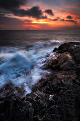 Sunset on the Ligurian coast in Italy