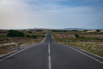 Tarmac road from Bofareira towards Sal Rei, Boa Vista, Cape Verde