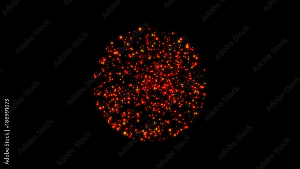 Poster abstract background with particles sphere. seamless loop