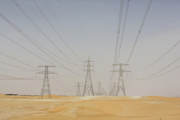 UAE, power pylons in the desert