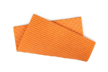 Orange kitchen wipe cloth isolated on white background