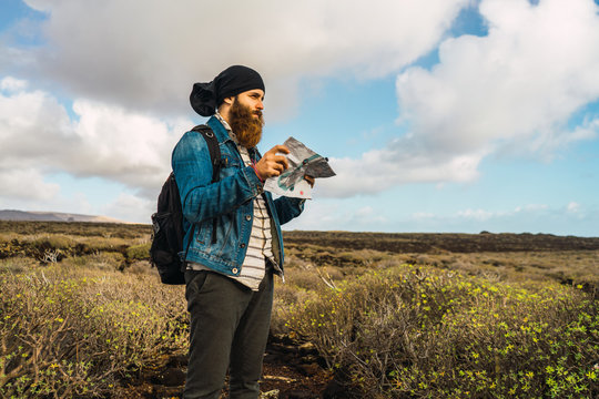 Tourist man with map