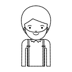 half body man with suspenders and beard in black dotted silhouette