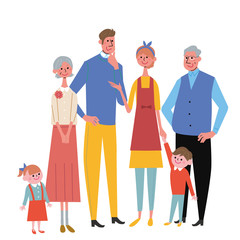 家族　イラスト　三世代
