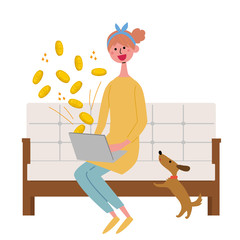 仮想通貨　主婦　イラスト
