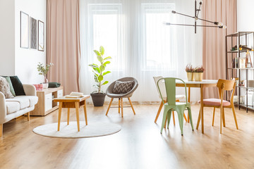 Mint and pink living room