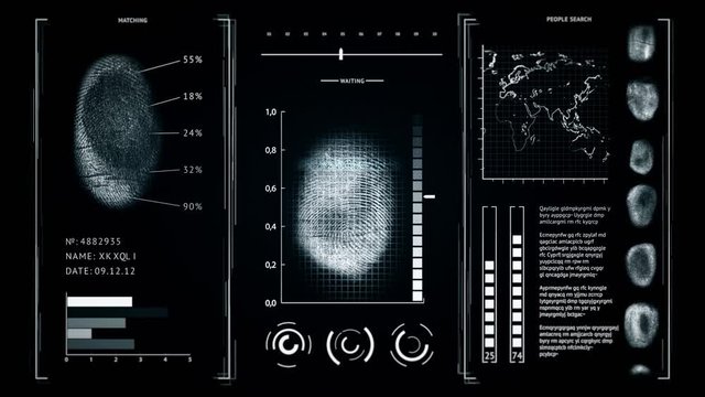 Screen fingerprint scanning, interface search finger prints people Dark Gray color