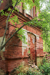 Fototapeta na wymiar Monastery walls in the forest.