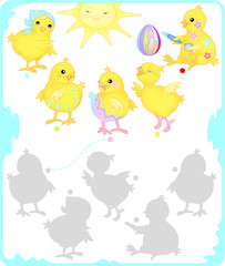 Easter chicken shadows puzzle
