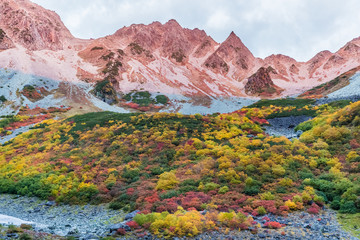 Autumn color of Kamokochi Karasawa at Nagano , Japan