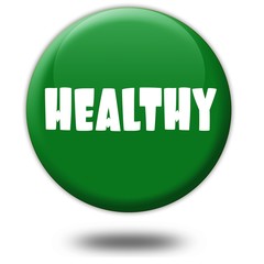 HEALTHY on green 3d button.