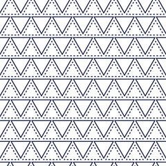 Line triangle blue seamless vector pattern. Geometric repeating background.