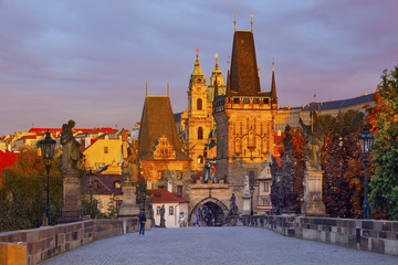 Naklejka na ściany i meble Charles Bridge (Karluv most) in the morning, Prague, Czech Republic