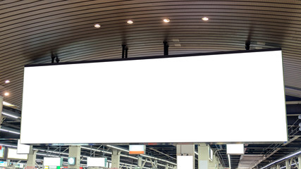 Blank large billboard advertising hanging at station
