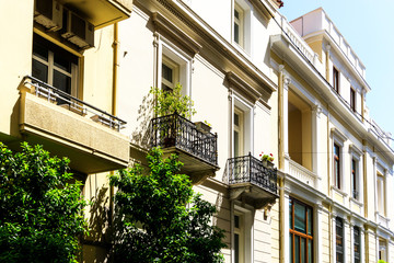Fototapeta na wymiar Street view of modern buildings in Athens, Greece
