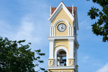 Yellow tower with clock