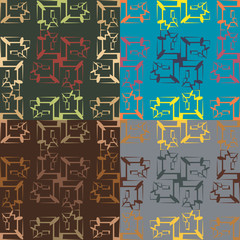 Set of four geometric seamless patterns