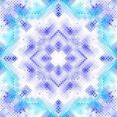 Seamless background. Geometric abstract symmetric pattern in low poly pixel art style. Stylish image of a snowflake on white background.