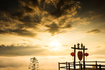 Morning fog from Yun Lai Viewpoint, in Pai town, Mae Hong Son province, Thailand