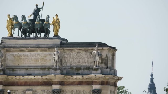 Birds Flying Near the Quadriga on the Arc de Triomphe