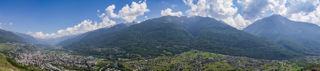 Fototapeta na wymiar Alps mountain landscape with a city