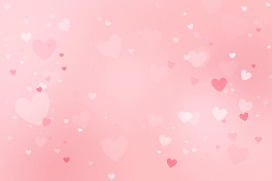 Pink heart-shaped  bokeh background for Valentine's day